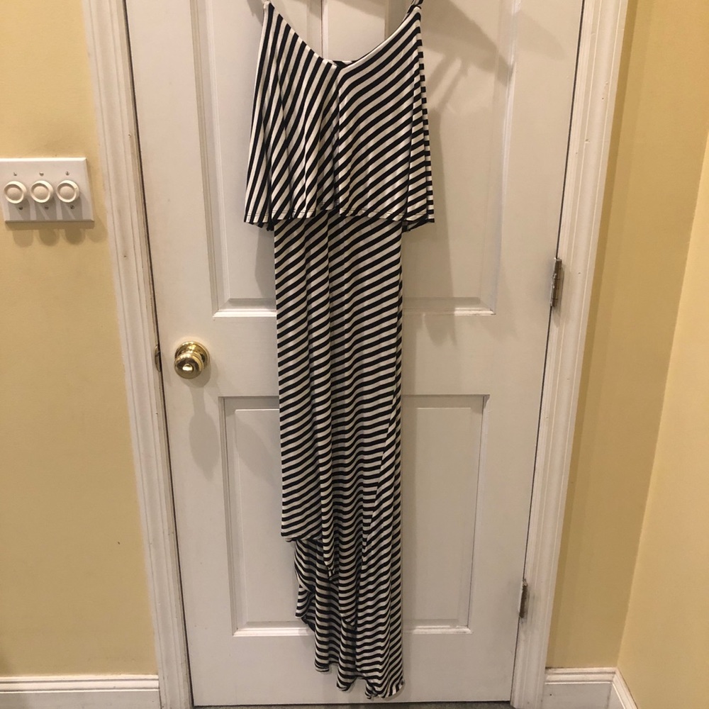 Black and white striped dress